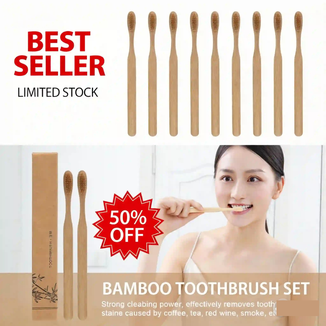 Bamboo Toothbrush Set - 30pcs Bamboo Disposable Toothbrushes Bamboo Charcoal