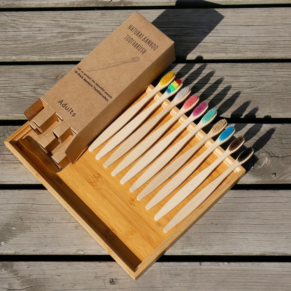 10PCS Colorful Natural Bamboo  - Bamboo Toothbrush Set avis et prix
