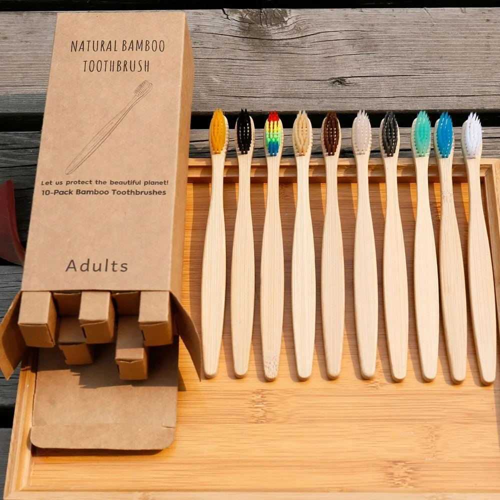 10PCS Colorful Natural Bamboo  - Bamboo Toothbrush Set avis et prix