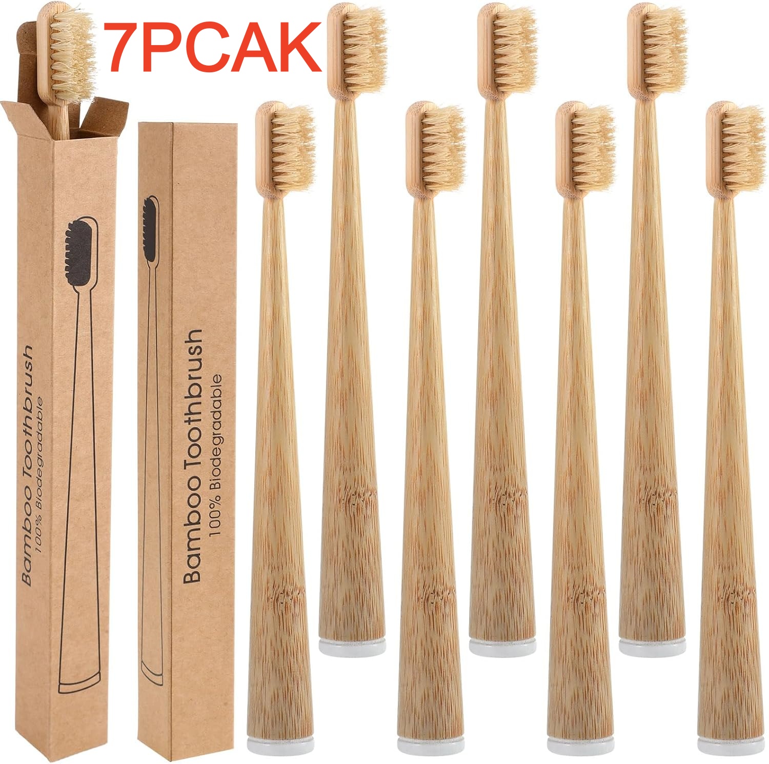 7 PACK Compostable & Biodegrad - Bamboo Toothbrush Set avis et prix