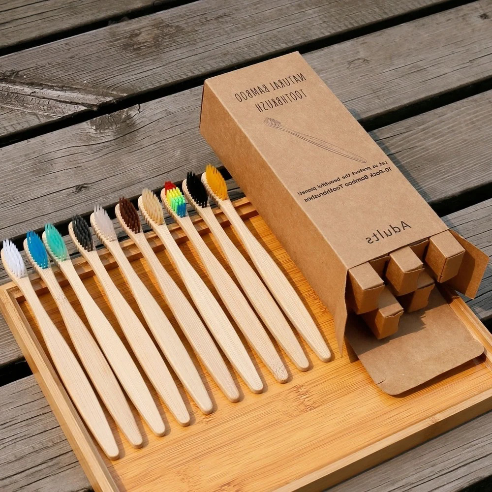10PCS Colorful Natural Bamboo  - Bamboo Toothbrush Set avis et prix